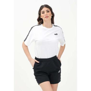 Puma Women Sportswear Essential Tape Relaxed Tee Kaos Wanita [68500902] S White