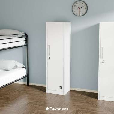 Dekoruma CARTIER Lemari Pakaian Besi 1 Pintu / Lemari Baju Metal - Abu-abu