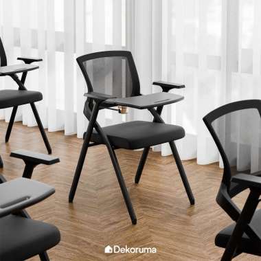 Dekoruma ZETT Kursi Sekolah Lipat / Bangku Kampus Portable / Kursi Kuliah Bahan Mesh - Hitam
