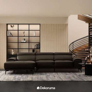 Dekoruma LENNOX Sofa L Kanan / Sofa Ruang Tamu Minimalis - Cokelat