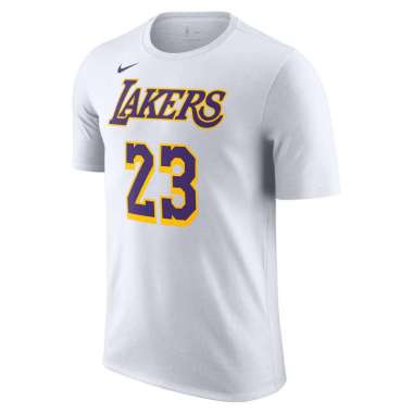 NIKE Men Basketball LeBron James Los Angeles Lakers T-shirt Basket Pria [DR6380-108] A/S White/James