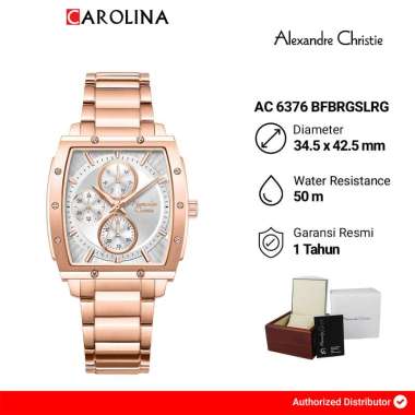 Jam Tangan Wanita Alexandre Christie Fashion AC 6376 BFBRGSLRG Silver Dial Rose Gold Stainless Steel