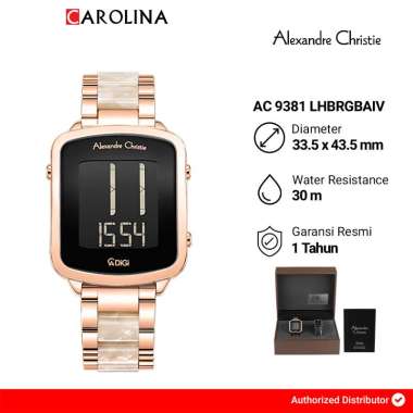 Jam Tangan Wanita Alexandre Christie DIGI AC 9381 LHBRGBAIV Digital Dial Dual Tone Stainless Steel S