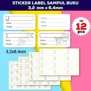 Stiker Label Buku Polos, Label Nama Sampul Mata Pelajaran Label Nama Sanrio