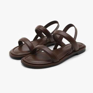 SAPPUN Rovina Round Strap Sandals (1cm) - Sandal Strap Wanita 36 DARK BROWN