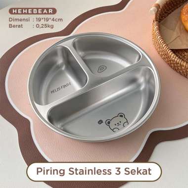 HELIDFANDA Stainless Steel Round Food Tray Plate Piring Makan Sekat Bulat MBG - G22154 HEHEBEAR