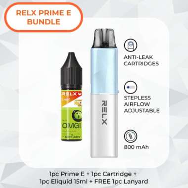 RELX Prime E Bundle (Aqua Blue) + Eliquid 15ml OMG