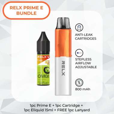 RELX Prime E Bundle (Sunrise Orange) + Eliquid 15ml OMG