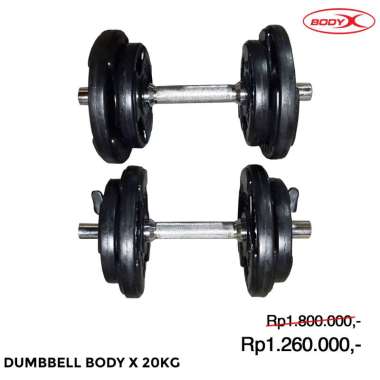 BodyX Adjustable Dumbell Barbel Rubber Edge [20kg] - BLACK