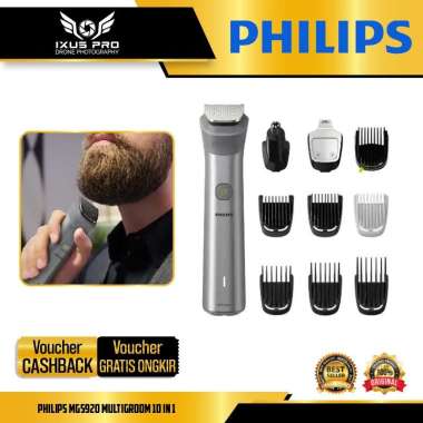 Philips MG5920/15 Series 5000 Multigroom 10-in-1 Alat Cukur Elektrik - Hitam