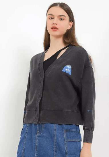 Giordano Women's Monster Inc Cardigan - Charcoal Acid Wash [0537481101] L