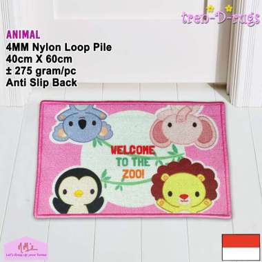 Keset kaki anak 40 cm x 60 cm anti slip karakter animal motif aesthetic modern bulu alas lantai depa