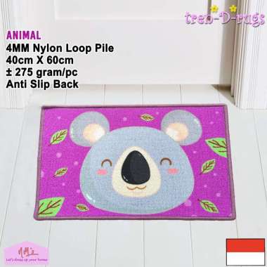 Keset kaki anak 40 cm x 60 cm anti slip karakter animal motif aesthetic modern bulu alas lantai depa