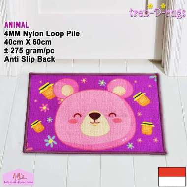 Keset kaki anak 40 cm x 60 cm anti slip karakter animal motif aesthetic modern bulu alas lantai depa