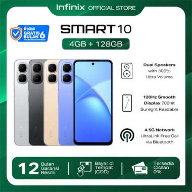 Infinix Smart 10 4/128GB - Up to 8GB Extended RAM - 6.67 inch 120Hz HD+ - T7250 - 5000 mAh Titanium 