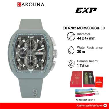 Jam Tangan Pria Expedition EXP Chronograph EX 6782 MCRSSDGGR-EC Eco Ceramic Analog Dial Grey Rubber