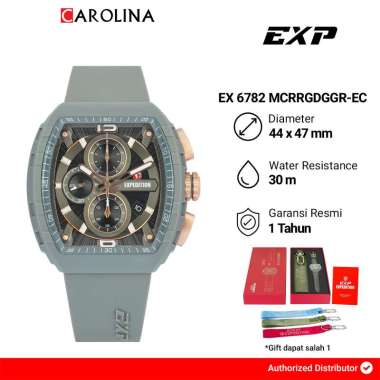 Jam Tangan Pria Expedition EXP Chronograph EX 6782 MCRRGDGGR-EC Eco Ceramic Analog Dial Grey Rubber