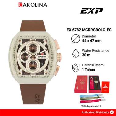 Jam Tangan Pria Expedition EXP Chronograph EX 6782 MCRRGBOLO-EC Eco Ceramic Brown Dial Brown Rubber