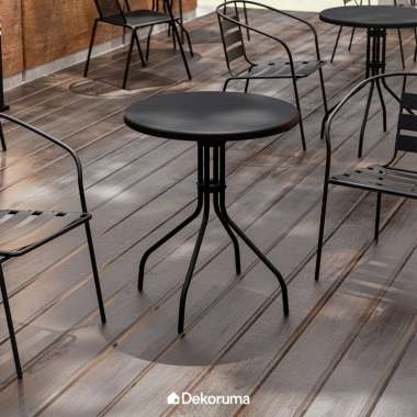 Dekoruma LILITH Meja Teras Metal / Meja Kopi Aesthetic / Meja Bulat / Balcony Table - Hitam