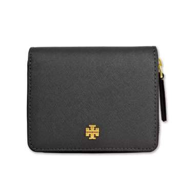 Saffiano Leather Emerson Zip Around Mini Wallet Black