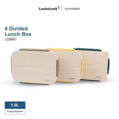 LocknLock Kotak Makan 4 Sekat LCB951-4 DIVIDED LUNCH BOX-1L Green
