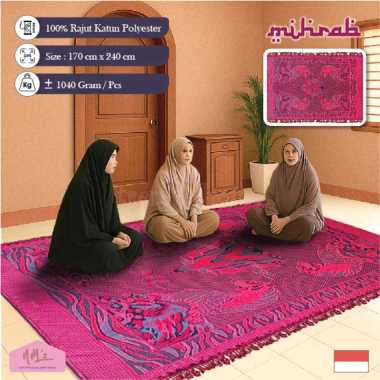 Mihrab - Hambal anyaman rajut 170 cm x 240 cm cover sofa sprei tutup tempat tidur rumbai taplak meja