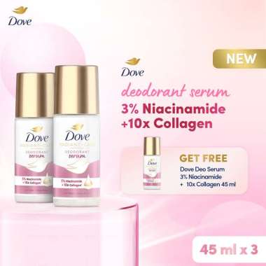 [Buy 2 Get 1 Free] Dove Deodorant Serum Roll On Pink 3% Niacinamide + 10x Collagen [45 mL]
