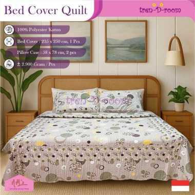 Tren-D-room Bed cover quilt set 235x250 cm dan 2pcs sarung bantal 58x78 cm selimut tebal motif abstr