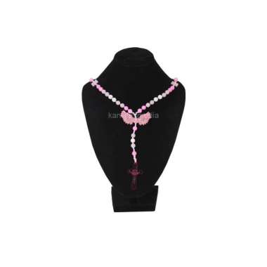 Kalung Rosario Manik Warna Herces Angel Wings rosario anak-anak pink