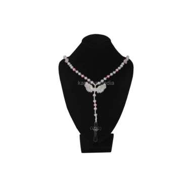 Kalung Rosario Manik Warna Herces Angel Wings rosario anak-anak white