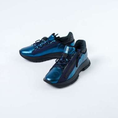 Sepatu GIVENCHY SPECTRE BLUE LEATHER ZIP RUNNER SNEAKER 100% ORIGINAL 40