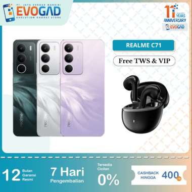 Realme C71 4/128GB, 6/128GB & 8/128GB Unisoc T7250 (12 nm), 6300mAh 45W SUPERVOOC Charge | Garansi R