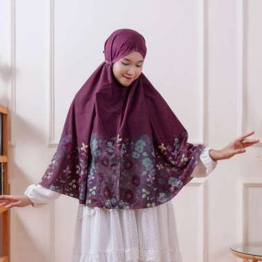 VESELKA Syaratha Kerudung Bergo | Hijab Jilbab Syari Khimar Instan Motif Bunga Printing Jumbo Papill