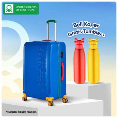 GRATIS TUMBLER - United Colors Of Benetton LUGGAGE OF 24 Inch Blue - Koper Kapasitas besar Bagasi Or