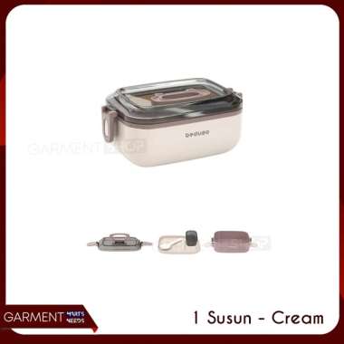 Kotak Bekal Makan 2 Susun Lunch Bento Box Dengan Cup Saus Sambal Tutup Lock Rapat Merek Beduso NO BU