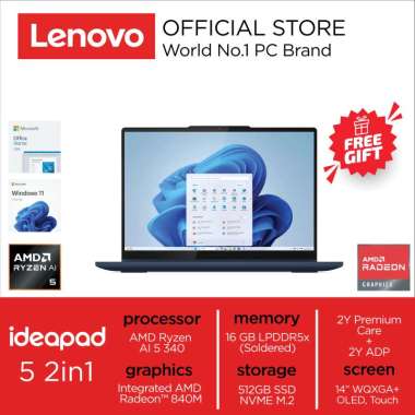 NOTEBOOK LENOVO IDEAPAD 5 2IN1 14AKP10 3JID [AMD AI 5-340 /16GB/ 512GB/ 14" WUXGA OLED/ WIN11HOME/ O