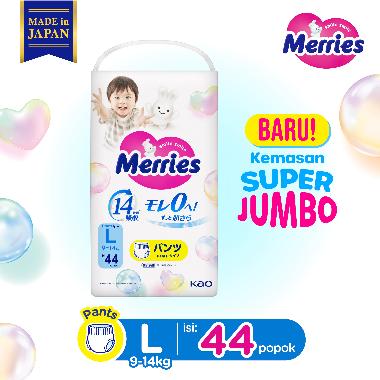 Merries Premium Popok Bayi Perlengkapan Bayi Celana L (9-14)kg isi 44 pcs Cegah Bocor Maksimal dan 1