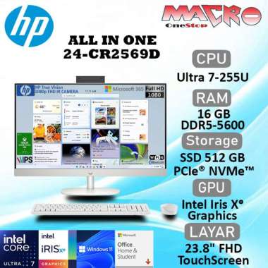 HP AIO 24-CR2569D ULTRA 7-255U (METEOR LAKE-U) 16GB (2x8GB) SSD 512GB 23.8" FHD TOUCH W11 + MS Offic