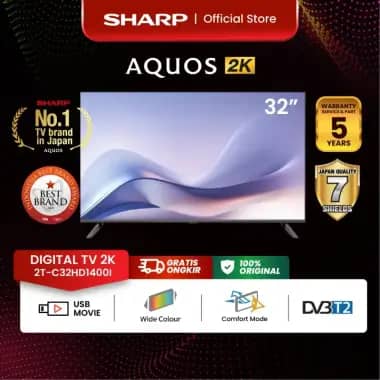 SHARP Digital TV 2K 32 Inch - 2T-C32HD1500I - USB Movie - Wide Colour - Comfort Mode - DVBT2