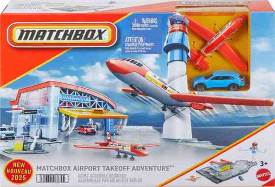 Matchbox Airport Takeoff Adventure Playset With 1 Die-Cast Toy Audi Car & 1 Plastic Plane JBW37