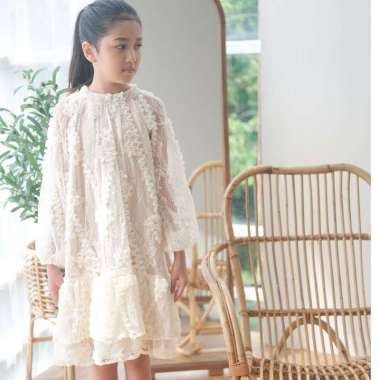 Pastel Kidswear Lace Dress Cream 3XL
