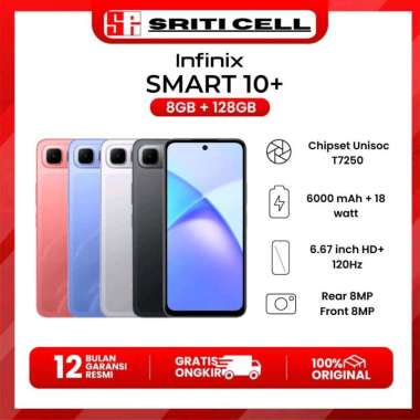 INFINIX SMART 10 PLUS RAM 8/128 GARANSI RESMI RAM 8/128 RED