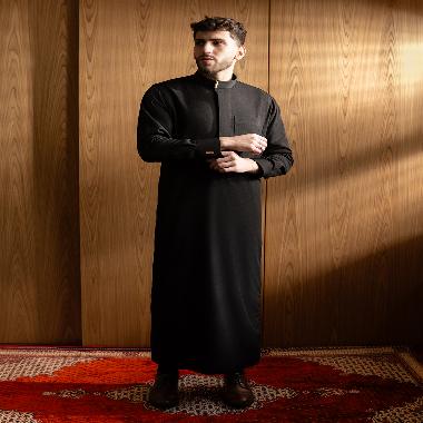 Local Project | Fahd Dramatic Black | Jubah Pria Dewasa Gamis Lengan Panjang L