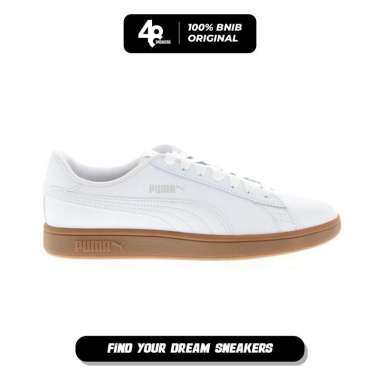 Sepatu Pria Puma Smash V2 L Mens Leather Sneakers Shoes - White (365215-13) Original 44