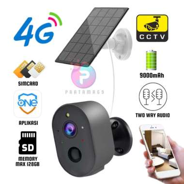 Camera CCTV Mini 4G Simcard Solar Panel Tanpa Kabel - Kamera Keamanan Camera 4G + Panel Surya