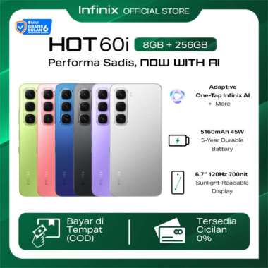 Infinix Hot 60i 8/256GB - Up to 16GB Extended RAM - Helio G81 - 6.7 inch 120Hz HD+ - 50MP - 5160 mAh