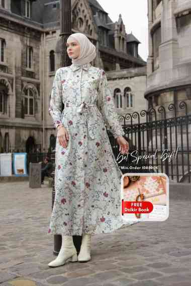 Heaven Lights - Roza Dress - Dress Motif Muslim Wanita L Pearl