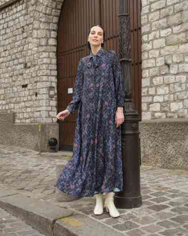 Heaven Lights - Roza Dress - Dress Motif Muslim Wanita XL Navy