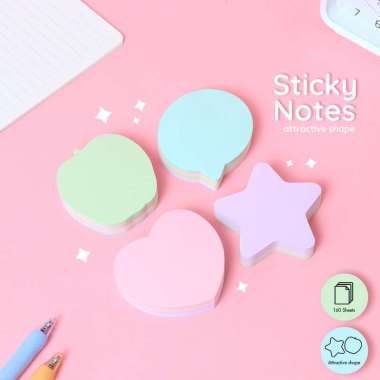 Bantex Memo Tempel / Sticky Notes Pola Estetik Lucu Daya Rekat Kuat Warna Soft 160 Sheets BH9303 Hea