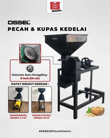 OSSEL Paket Rakitan Siap Pakai Mesin Pecah Kedelai Pemecahi Kedelai Kupas Kedelai Engine Bensin 6.5